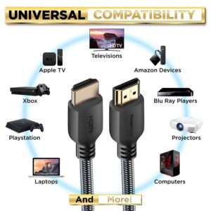 PowerBear 4K HDMI Cable 3 ft [2 Pack] High Speed, Braided Nylon & Gold Connectors, 4K @ 60Hz, Ultra HD, 2K, 1080P, ARC & CL3 Rated | for Laptop, Monitor, PS5, PS4, Xbox One, Fire TV, Apple TV & More…