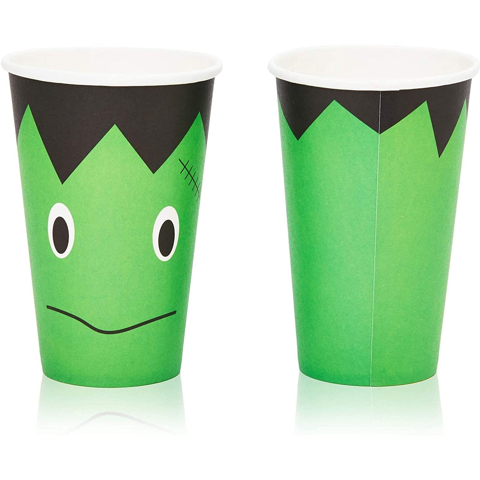 Spooky Central 48 Pack Halloween Paper Cups, Pumpkin, Vampire Bat, Frankenstein for Party Supplies (12 oz)