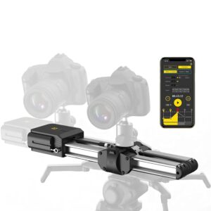 zeapon motorized micro 2 camera slider, travel distance 52cm/20in, 4.5kg all-direction carrying capacity, 39 decibels motor, 3 adjustable speeds, power-off protection, app supported android & ios