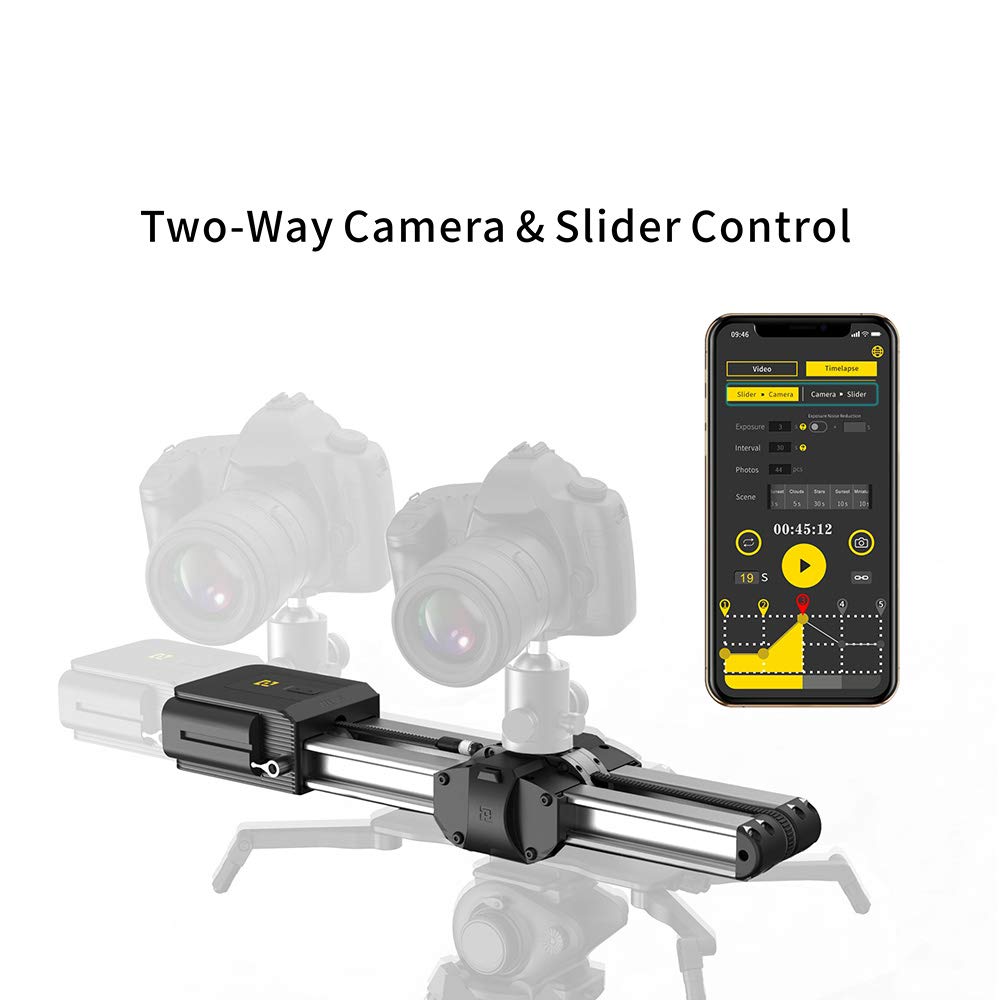 Zeapon Motorized Micro 2 Camera Slider, Travel Distance 52cm/20in, 4.5KG All-Direction Carrying Capacity, 39 Decibels Motor, 3 Adjustable Speeds, Power-Off Protection, APP Supported Android & iOS