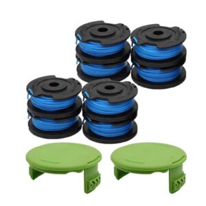 yuefeng 8 pack string trimmer replacement spools 29252 compatible with greenworks 21332 21342 24v 40v 80v cordless trimmer with 16ft 0.065” single line + 2 pack spool caps (8 spools, 2 caps)