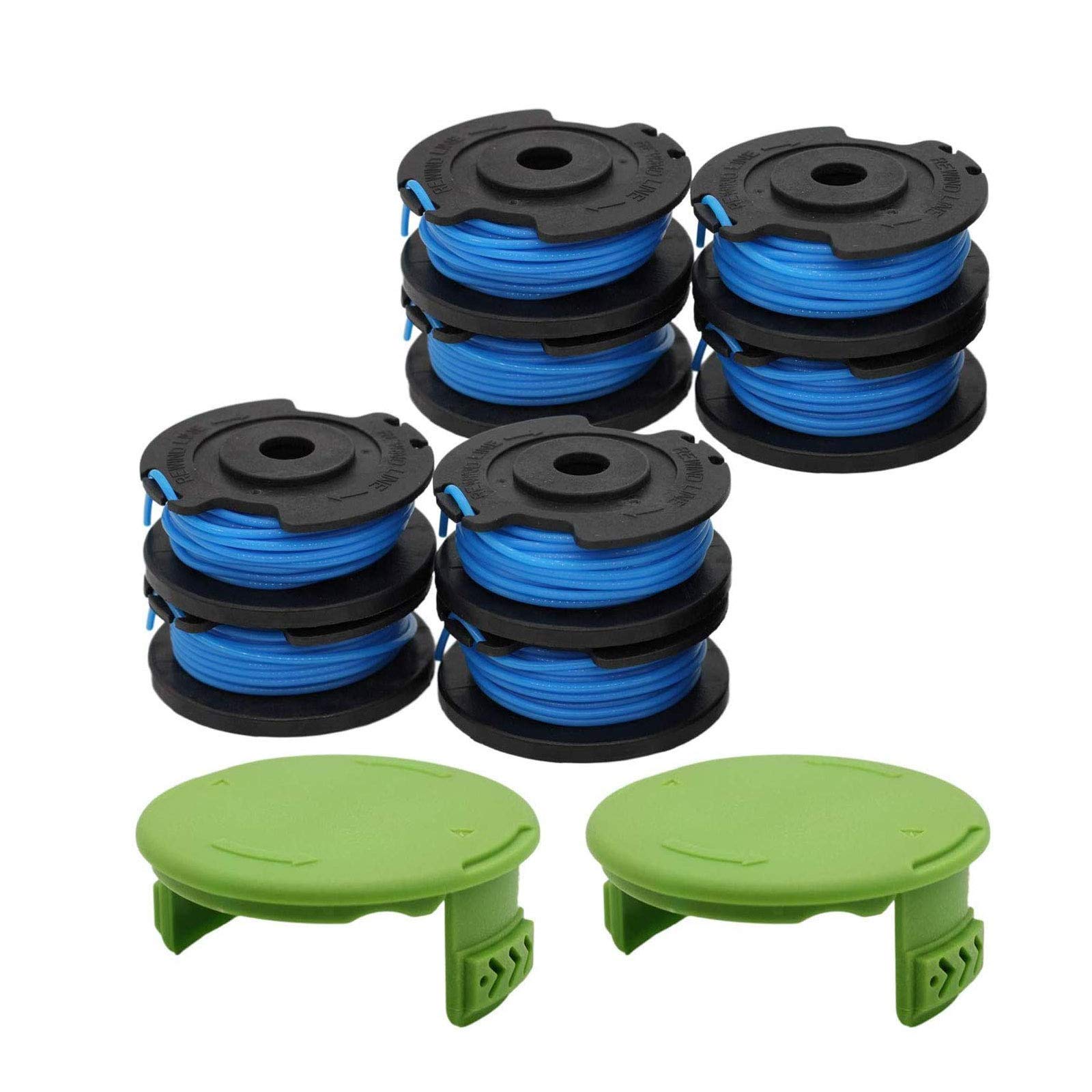 YUEFENG 8 Pack String Trimmer Replacement Spools 29252 Compatible with Greenworks 21332 21342 24V 40V 80V Cordless Trimmer with 16ft 0.065” Single Line + 2 Pack Spool Caps (8 Spools, 2 Caps)