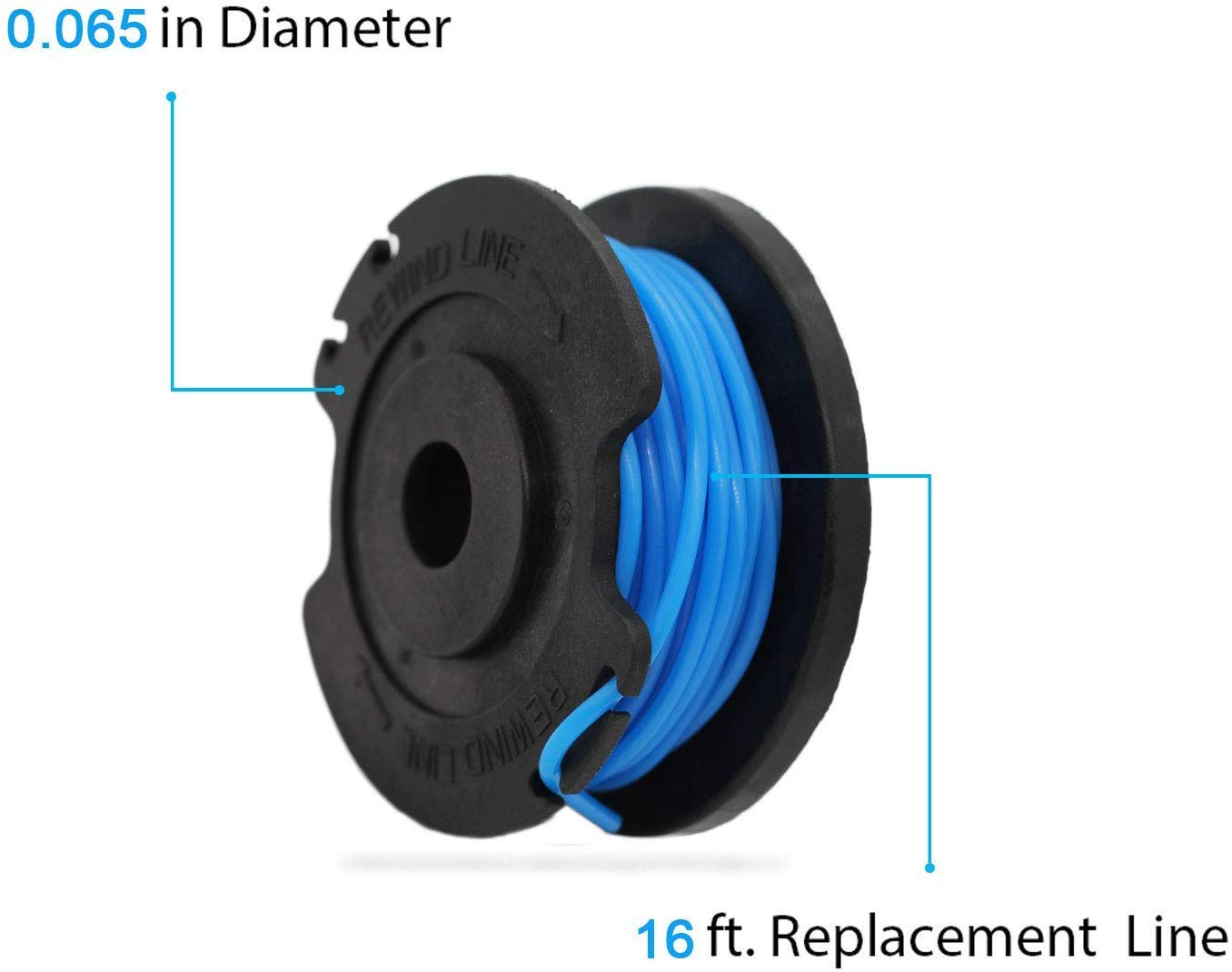 YUEFENG 8 Pack String Trimmer Replacement Spools 29252 Compatible with Greenworks 21332 21342 24V 40V 80V Cordless Trimmer with 16ft 0.065” Single Line + 2 Pack Spool Caps (8 Spools, 2 Caps)