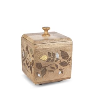 gg canister small home decor, 7inl x 7inw x 9.5inh, brown