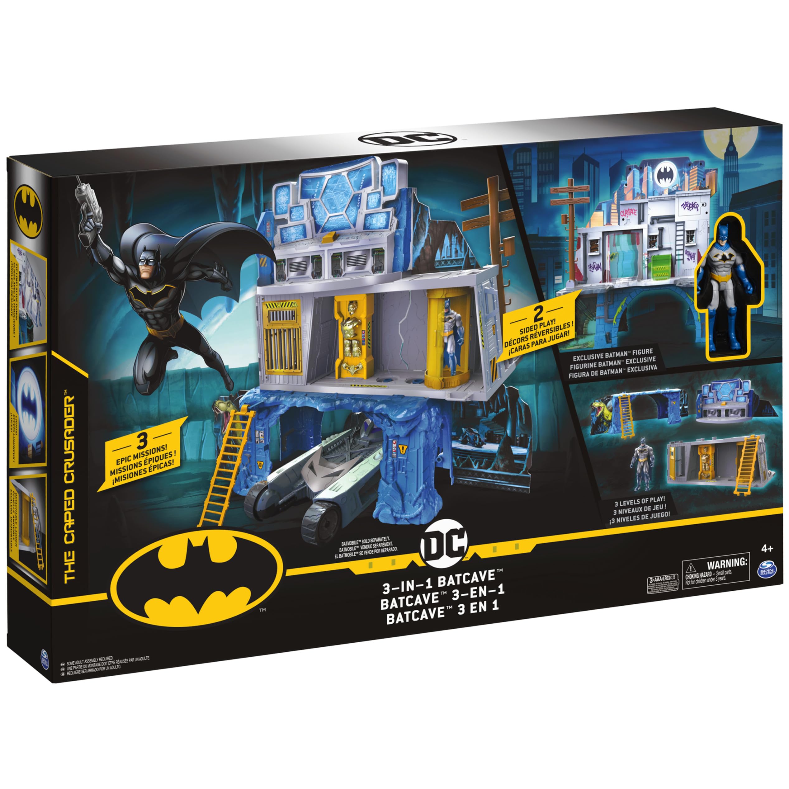 DC Comics Batman 3-in-1 Batcave Playset with Exclusive 4-inch Batman Action Figure and Battle Armor