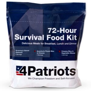 4patriots 72-hour survival food kit: disaster-resistant emergency food with incredible variety designed to last 25 years in emergency food pouches, 20 servings of delicious freeze-dried food, emergency rations for your disaster food supply