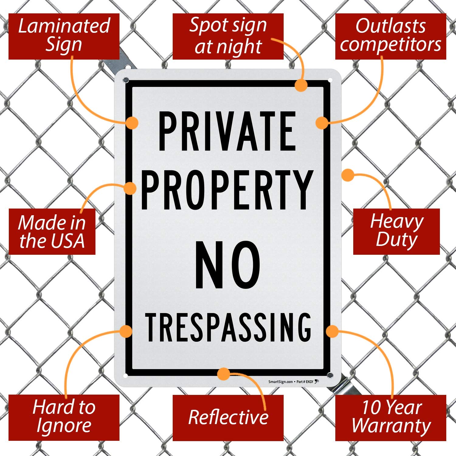 SmartSign “Private Property - No Trespassing” Sign | 10" x 14" Engineer Grade Reflective Aluminum