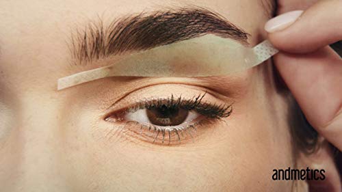 VEGAN Andmetics Brow Wax Strips for Thicker & Fuller Brows - Eyebrows - Hair Removal with Aloe Vera, 8 STRIPS + 4 CALMING WIPES - Patented Strips