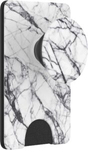 popsockets phone wallet with expanding phone grip, phone card holder, graphic popwallet - dove marble