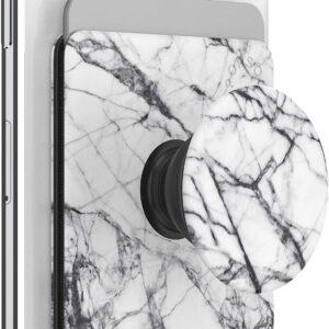 PopSockets Phone Wallet with Expanding Phone Grip, Phone Card Holder, Graphic PopWallet - Dove Marble