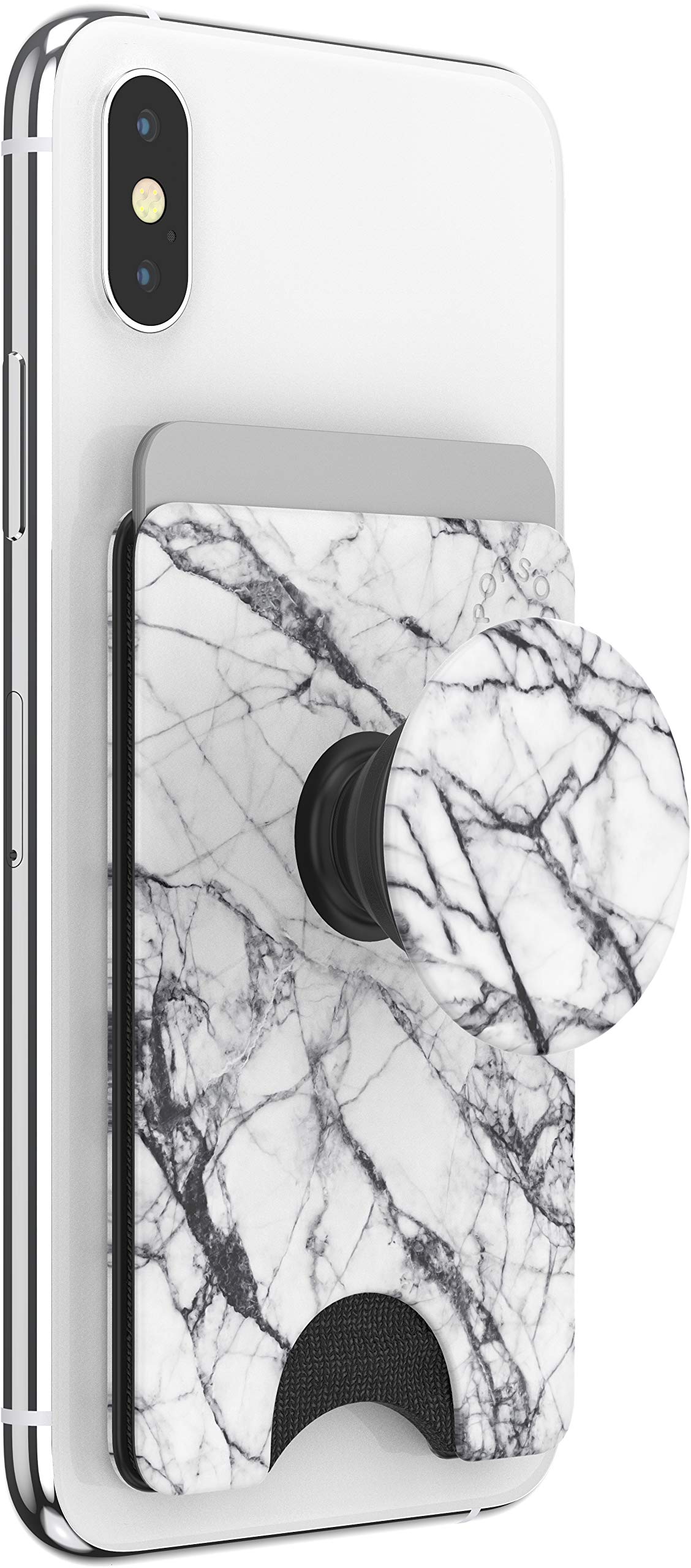 PopSockets Phone Wallet with Expanding Phone Grip, Phone Card Holder, Graphic PopWallet - Dove Marble