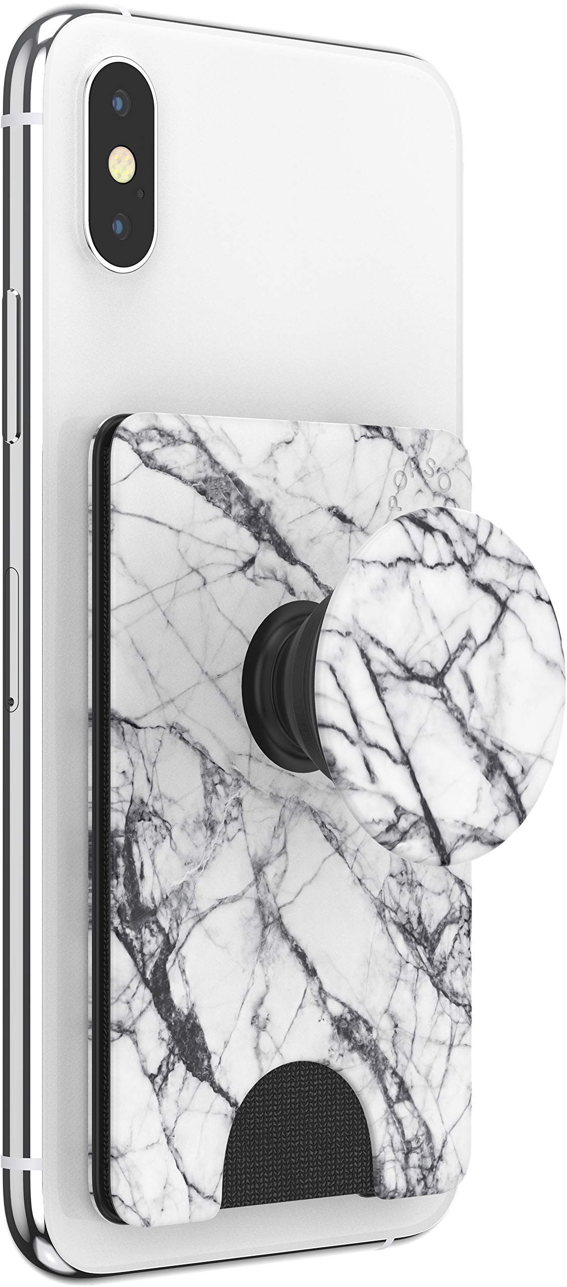 PopSockets Phone Wallet with Expanding Phone Grip, Phone Card Holder, Graphic PopWallet - Dove Marble