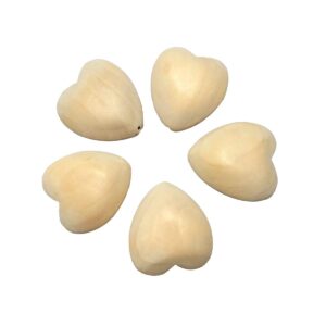 alenybeby 20pcs natural 40mm unfinished wood hearts beads with holes eco-friendly wooden handing materials diy beading craft accessories (40mm 20pcs)