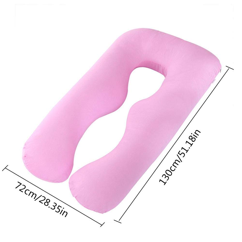 Maternity Pillowcase U-Shape, Pregnancy Body Pillowcase U Shaped, Maternity Pillow Replacement Cover with Zipper, Pregnant Woman Pillowcase U-Shaped, Fits Standard U Shaped Pillow, Pink Color