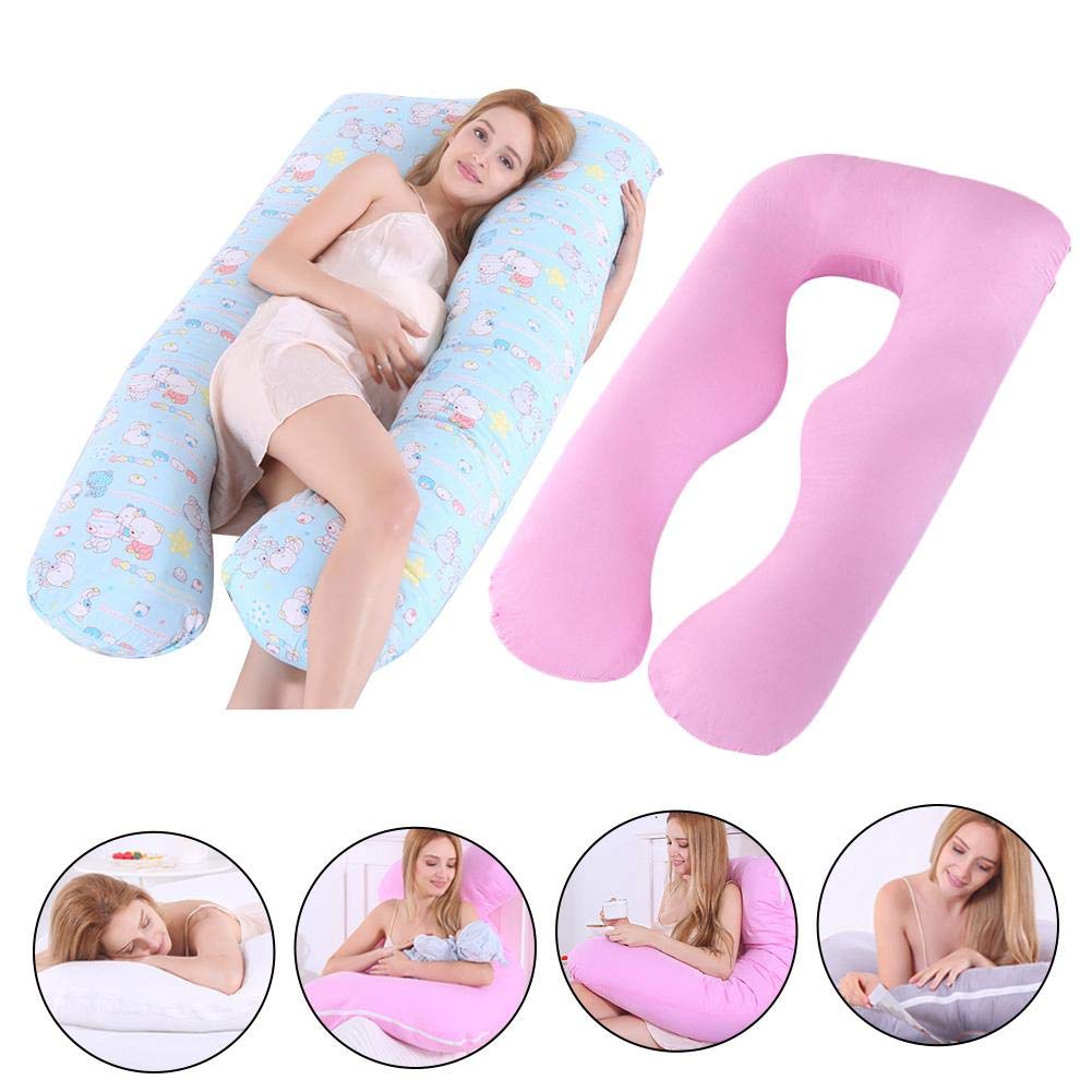 Maternity Pillowcase U-Shape, Pregnancy Body Pillowcase U Shaped, Maternity Pillow Replacement Cover with Zipper, Pregnant Woman Pillowcase U-Shaped, Fits Standard U Shaped Pillow, Pink Color