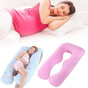 Maternity Pillowcase U-Shape, Pregnancy Body Pillowcase U Shaped, Maternity Pillow Replacement Cover with Zipper, Pregnant Woman Pillowcase U-Shaped, Fits Standard U Shaped Pillow, Pink Color