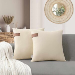 nordeco home set of 2 throw pillow covers - 100% cotton soft decorative cushion covers for bed home decoration, 18 x 18, grey