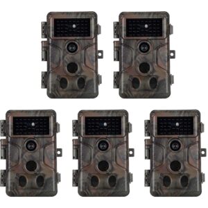 5-Pack Game & Trail Camera 32MP 1296P with 100ft Night Vision No Glow 0.1S Trigger Time Motion Activated IP66 Waterproof for Outdoor Wildlife Hunting & Home Security Surveillance