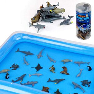 winsenpro bath toys,24pcs sea animal with inflatable water mat for party birthday gifts,realistic sea ocean animals creature play set for boys girls (24pcs sea animals)