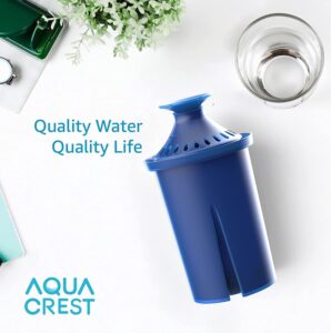 aqua crest water filter, intended for brita® elite® water filter, pitchers and dispensers, everyday, ultramax, metro+, xl and more, lasts 6 months, 2 pack