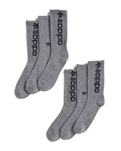 adidas men's athletic sport moisture wicking cushioned crew socks 6-pack/ 6-pair (shoe size 6-12) (grey/black)