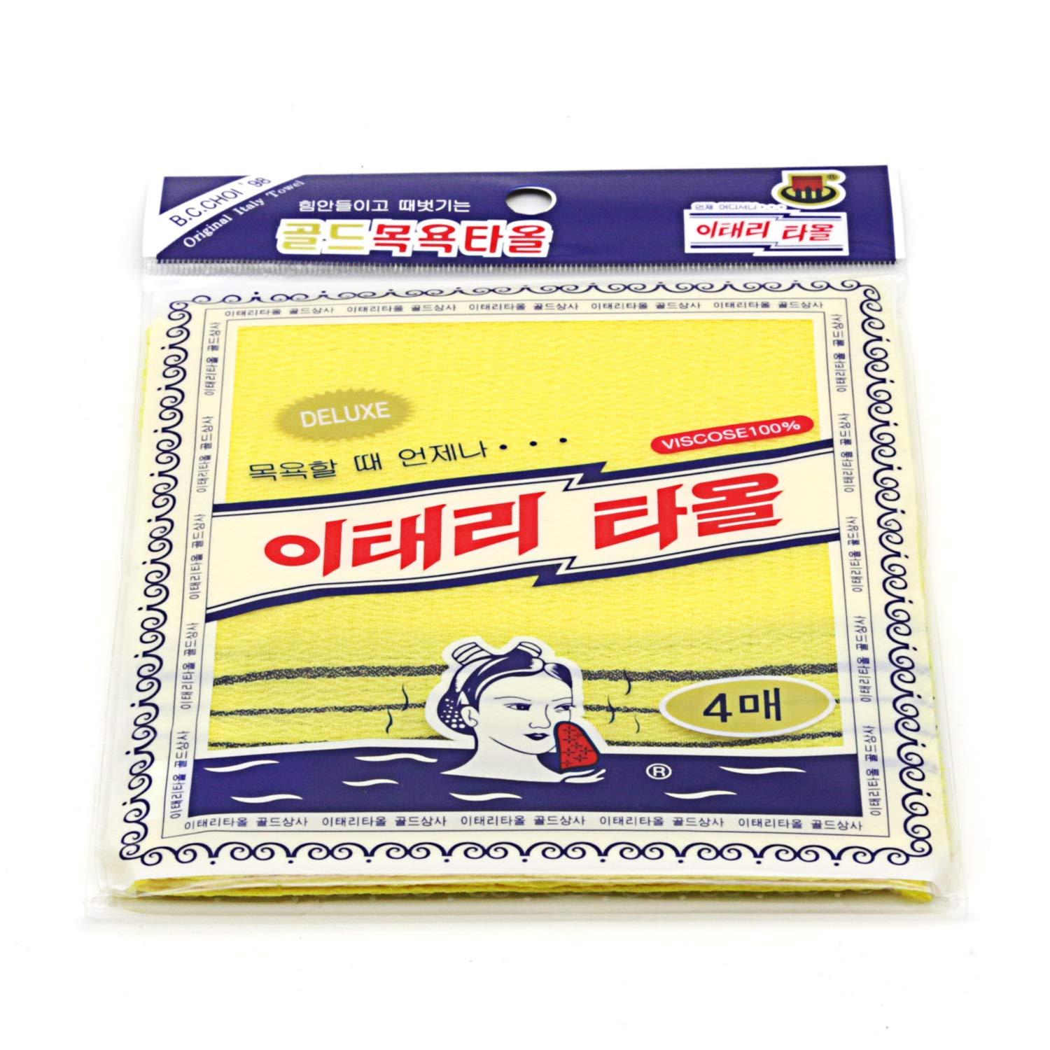 GOLDSANGSA-Korean Exfoliating Towel Washcloth Mitts 12pcs(Green4,Red4,Yellow4)/Korean Italy Towel Skincare Exfoliating Scrub Bath Cloth Remove Dead Skin