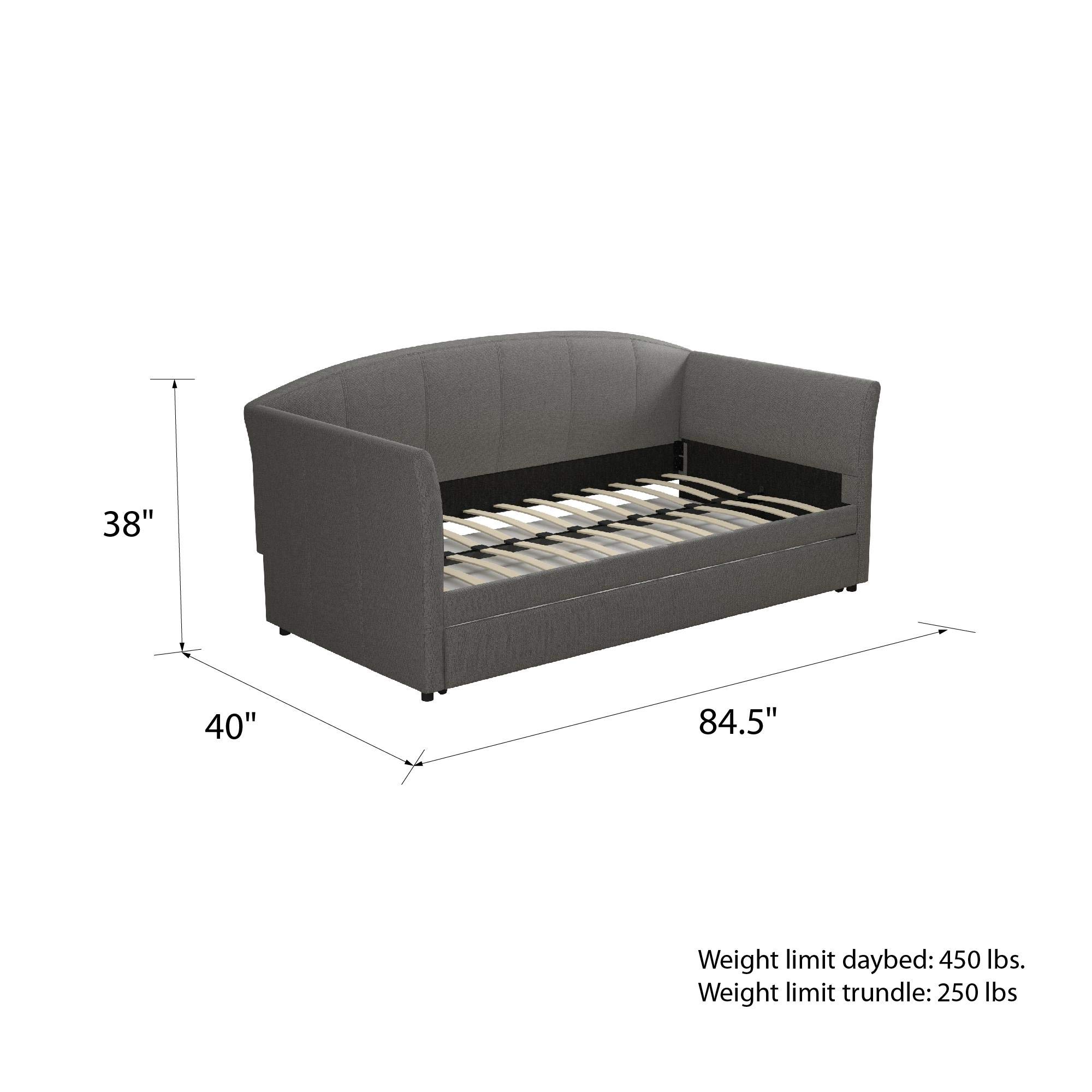 DHP Halle Modern Upholstered Daybed and Trundle in Gray Linen