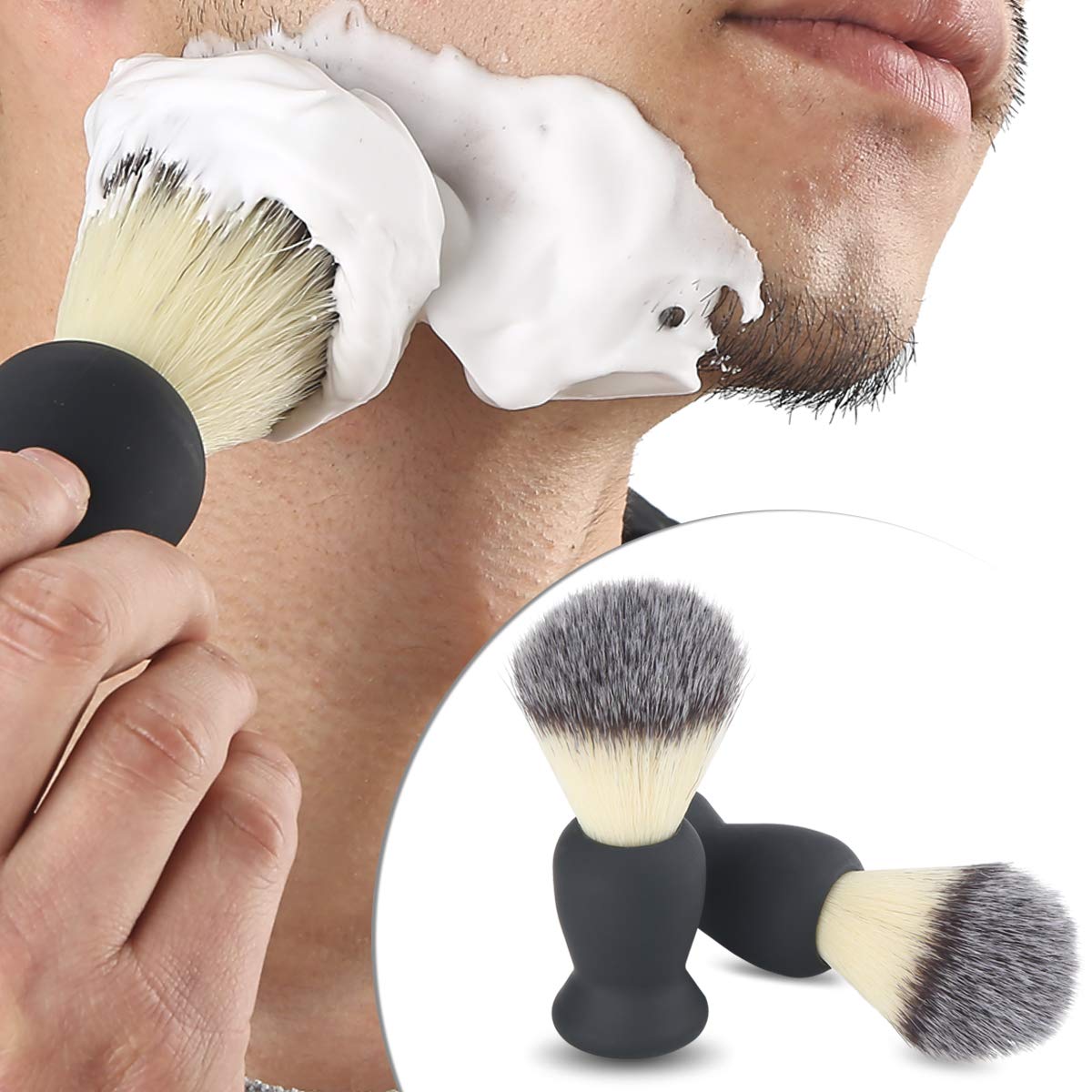 Dr.Nail 2 Pcs Shaving Brush-Men's Shave Brushes Shave Cream Brush Fast Lather Soap Brush for Men Perfect Father's Day Gifts for Dad Boyfriend