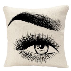 yggqf throw pillow cover black eyelash beautiful woman eye white brow eyebrow decorative pillow cushion cover pillowcase 18 x 18 inch square pillow case