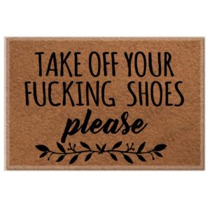 funny doormats take off your shoes please home and office decorative entry rug garden/kitchen/bedroom mat non-slip rubber 23.6"(l) x 15.7"(w)-emilyhome
