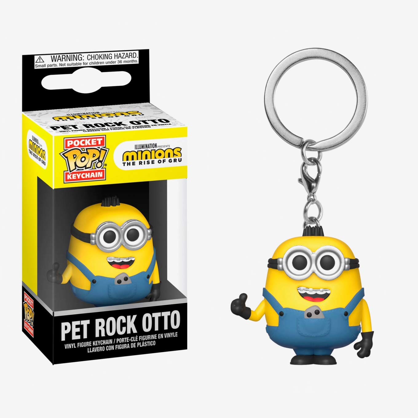 Funko Pop! Keychain: Minions: The Rise of Gru - Pet Rock Otto, Multicolor, 2 inches