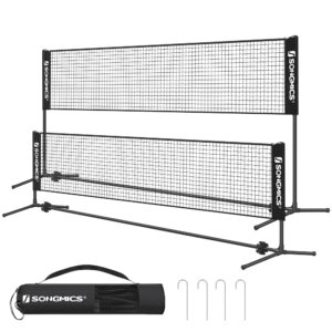 songmics 10 ft badminton net, height adjustable volleyball net, pickleball net with poles, foldable nylon net for tennis indoor outdoor court, black usyq300hv1