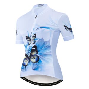 Women Cycling Jersey Half Zipper Bicycle Bike Breathable Short Sleeve Shirt Clothing Tops