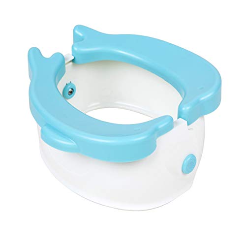 Baby Cute Dolphin Travel Potty Toilet Training Seat Trainer Portable Foldable Potty with 20 Potty Liners Disposable for Kids Boys Girls Children Toddlers