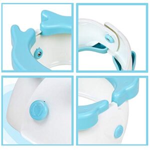 Baby Cute Dolphin Travel Potty Toilet Training Seat Trainer Portable Foldable Potty with 20 Potty Liners Disposable for Kids Boys Girls Children Toddlers