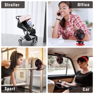 Yoobao Stroller Fan, Clip on Fan Personal Fan 6400mAh Battery Powered Fan Baby Fan Mini Portable Fan 4 Speed Rechargeable Fan Small Desk Fan 32 Hours for Car Seat Bedroom Office - Black