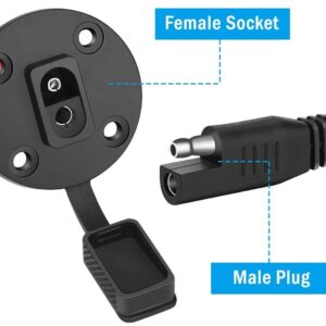 NEWZINIU SAE Connector SAE Power Socket Sidewall Port, SAE Cable Quick Connect Panel Mount Universal Flush-Mountable Connector for Solar Generator Battery Charger with 8 Screws(2 Pack)