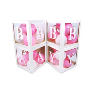 baby shower boxes with letters - 118 piece all in one baby boxes with letters for baby shower, beautiful baby boxes for baby shower, large and easy to use baby balloon box that includes balloons