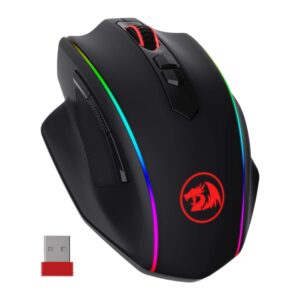 redragon m686 wireless gaming mouse, 16000 dpi wired/wireless gamer mouse with professional sensor, 45-hour durable power capacity, customizable macro and rgb backlight for pc/mac/laptop