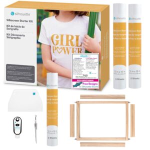 silhouette silkscreen ultimate bundle includes silkscreen starter kit with 6 bonus sheets of heat transfer material and a 30 day trial to smart-silhouette