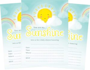 you are my sunshine gender neutral 5x7 baby shower invitations - 24 invites and 24 white envelopes