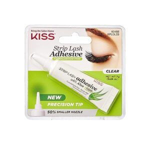 kiss ever ez lashes, lash glue, everez aloe vera strip lash adhesive, clear, includes lash adhesive, long lasting wear, can be used with strip lashes and lash clusters