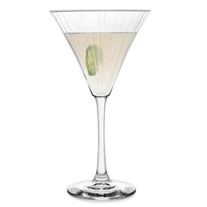 Libbey Paneled Martini Glasses Set of 4, 9.5 Oz Fine Ribbed Modern Martini Glasses, Dishwasher Safe Martini Cocktail Glasses for Cocktail Parties