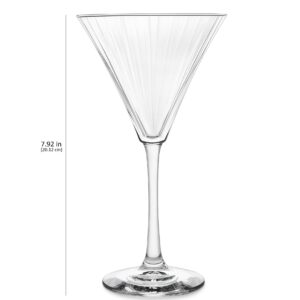 Libbey Paneled Martini Glasses Set of 4, 9.5 Oz Fine Ribbed Modern Martini Glasses, Dishwasher Safe Martini Cocktail Glasses for Cocktail Parties