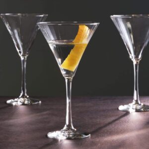 Libbey Paneled Martini Glasses Set of 4, 9.5 Oz Fine Ribbed Modern Martini Glasses, Dishwasher Safe Martini Cocktail Glasses for Cocktail Parties