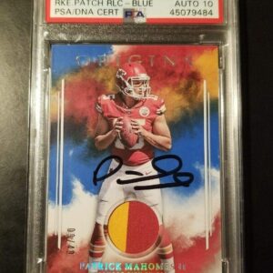 Patrick Mahomes 2017 Panini Origins Blue Jersey Relic RC PSA 8 AUTO 10 1/1 MVP - Football Autographed Game Used Cards