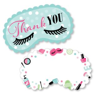 big dot of happiness spa day - shaped thank you cards - girls makeup party thank you note cards with envelopes - set of 12