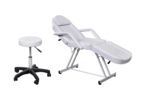 salon style white leather cover beauty professional facial tabel bed chair massaging tables for barber face beauty updated facial beds and tattoo chairs with stool