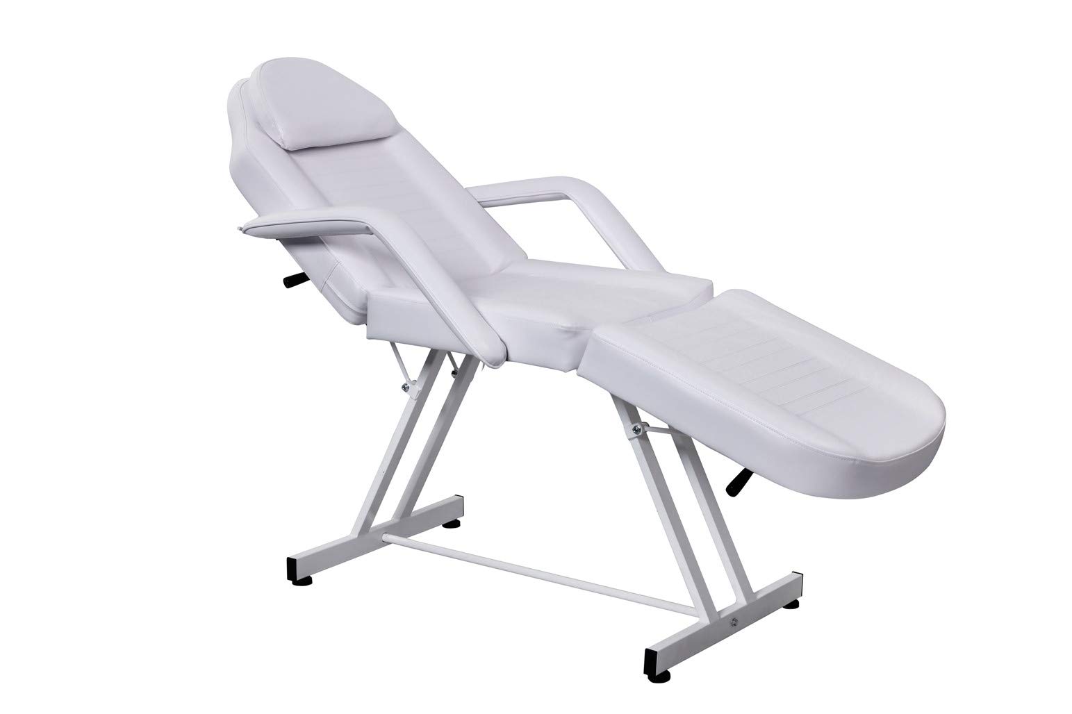 Salon Style White Leather Cover Beauty Professional Facial Tabel Bed Chair Massaging Tables for Barber Face Beauty Updated Facial Beds and Tattoo Chairs with Stool