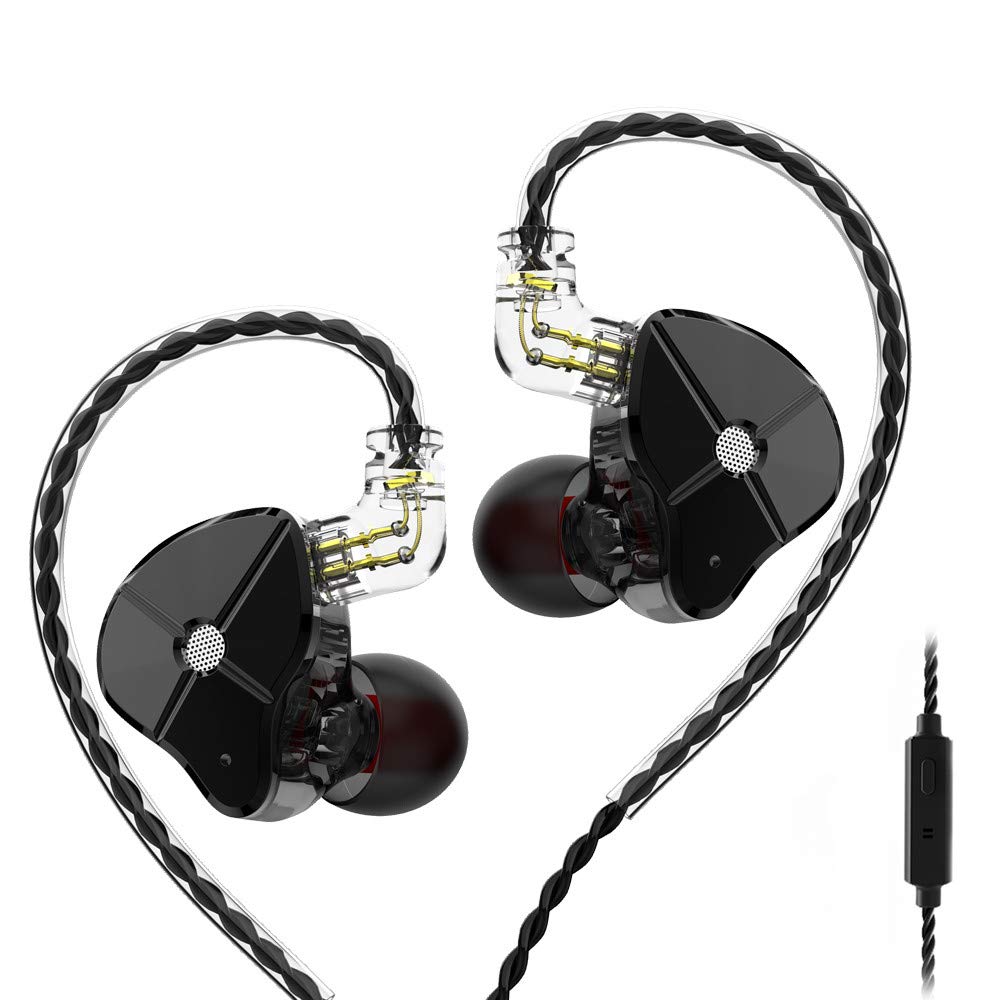 Senlee TRN ST1 Earphones with 1BA and 1DD, Hybrid Metal Earphones Headphones HiFi in-Ear Monitor with Detachable 2Pin Cable(with Mic, Black)